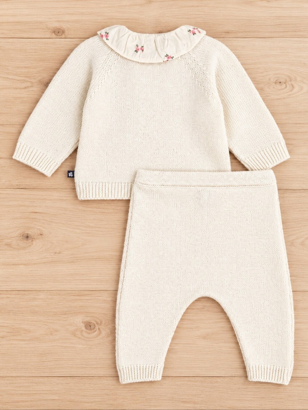 Petit Bateau Babies' 2-piece set Wool Cotton flower-patterned ruff 0-3M